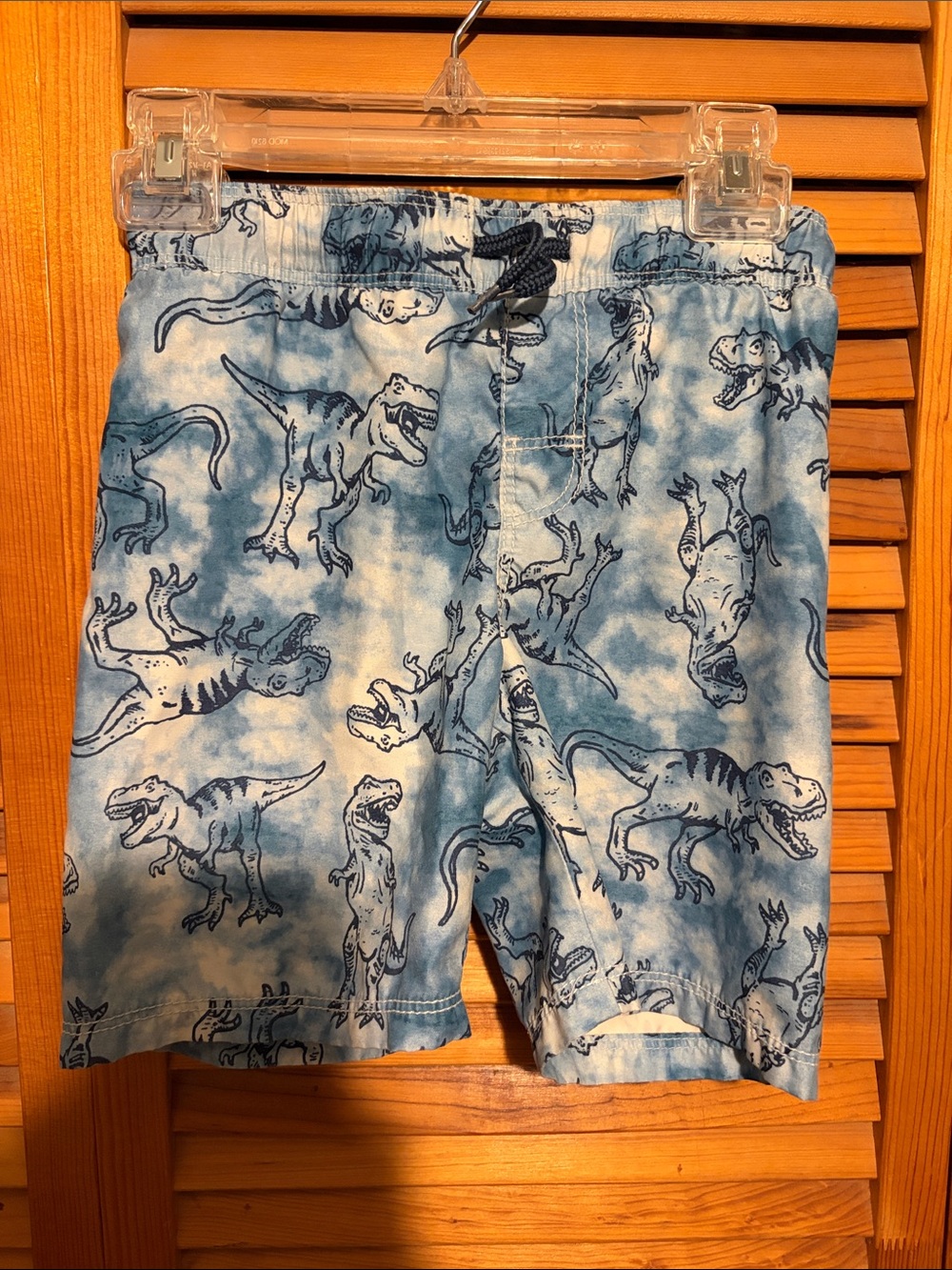 Old Navy Blue and Navy Dinosaur Print Swim Trunks
